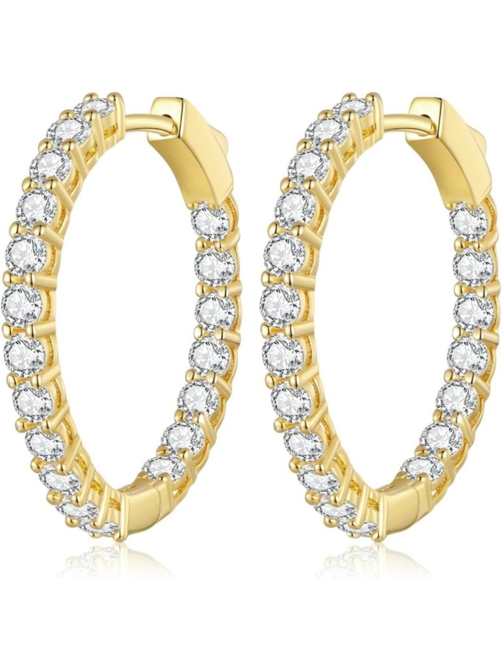 Stylish Silver Hoop Earrings with Sparkling Cubic Zirconia for Women